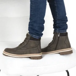 Bottines MARRON Homme Motif Uni Lacets