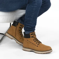 Bottines MARRON Homme Motif Uni Lacets