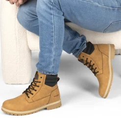 Bottines MARRON Homme Motif Uni Lacets