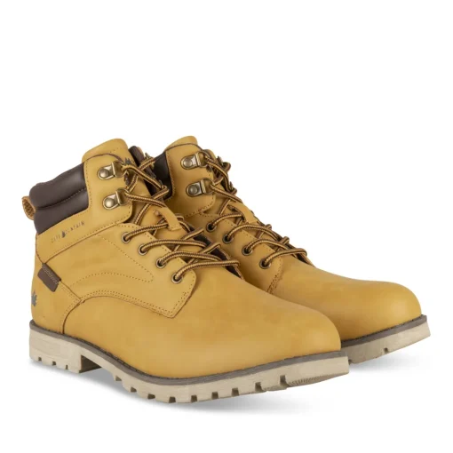 Bottines MARRON Homme Motif Uni Lacets