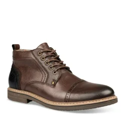 Bottines MARRON Homme Motif Uni Lacets