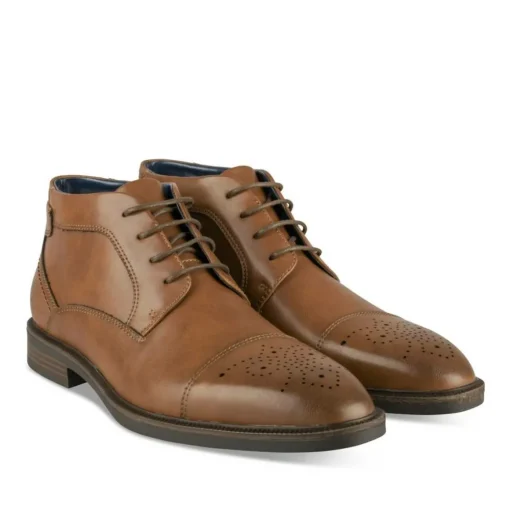 Bottines MARRON Homme Motif Uni Lacets
