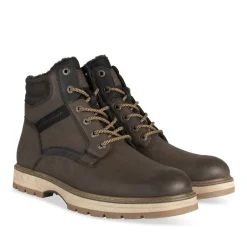 Bottines MARRON Homme Motif Uni Lacets