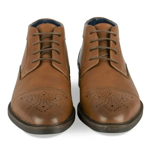 Bottines MARRON Homme Motif Uni Lacets