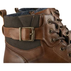 Bottines MARRON Homme Motif Uni Lacets