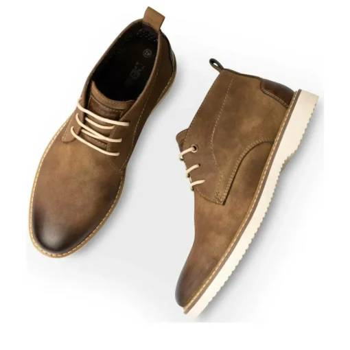 Bottines MARRON Homme Motif Uni Lacets