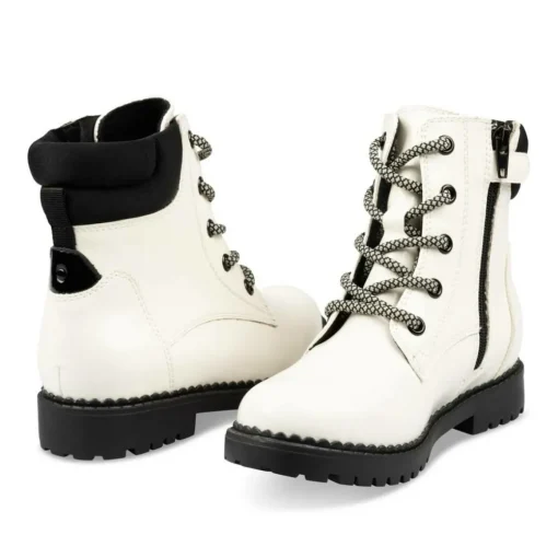 Bottines Montagne BLANC Fille Motif Vernis Lacets