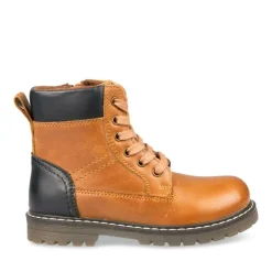 Bottines Montagne COGNAC Garçon CUIR Motif Uni Lacets