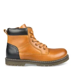Bottines Montagne COGNAC Garçon CUIR Motif Uni Lacets