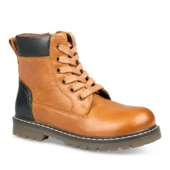 Bottines Montagne COGNAC Garçon CUIR Motif Uni Lacets
