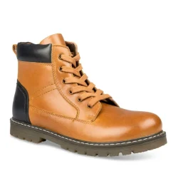 Bottines Montagne COGNAC Garçon CUIR Motif Uni Lacets