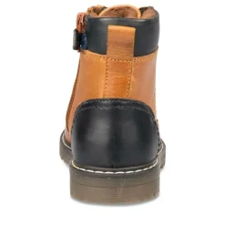 Bottines Montagne COGNAC Garçon CUIR Motif Uni Lacets