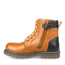 Bottines Montagne COGNAC Garçon CUIR Motif Uni Lacets
