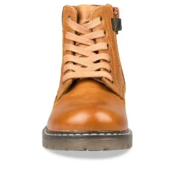 Bottines Montagne COGNAC Garçon CUIR Motif Uni Lacets