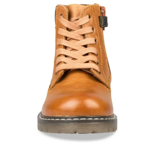 Bottines Montagne COGNAC Garçon CUIR Motif Uni Lacets