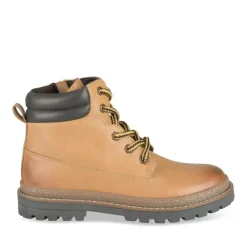 Bottines Montagne JAUNE Garçon CUIR Motif Uni Lacets