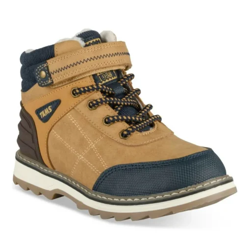 Bottines Montagne JAUNE Garçon Motif Fausse Fourrure Lacets