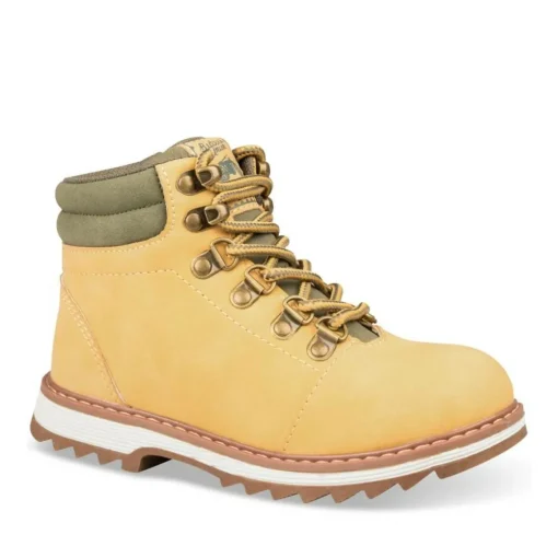 Bottines Montagne JAUNE Garçon Motif Uni Lacets