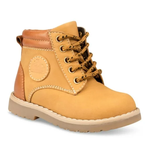 Bottines Montagne JAUNE Garçon CUIR Motif Uni Lacets