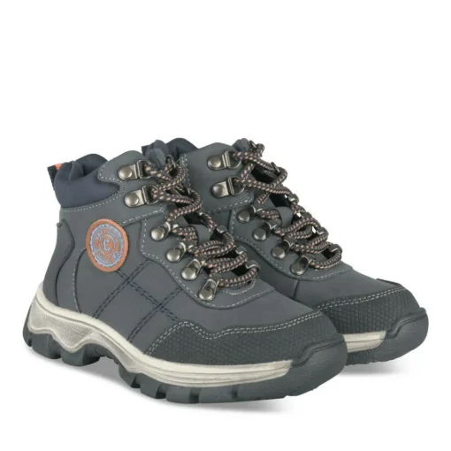 Bottines Montagne MARINE Garçon Motif Uni Lacets