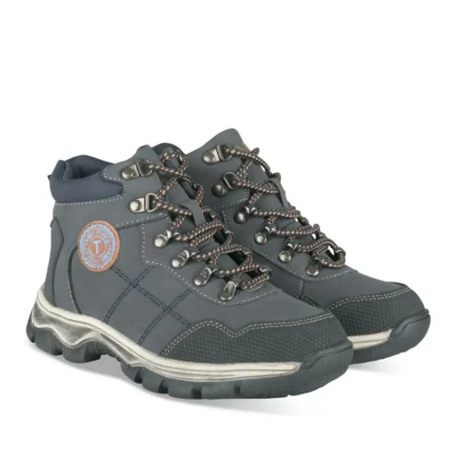 Bottines Montagne MARINE Garçon Motif Uni Lacets