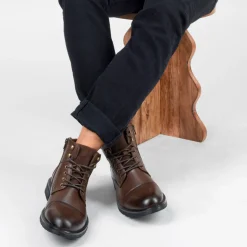 Bottines Montagne MARRON Homme Motif Uni Lacets