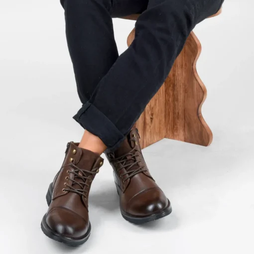 Bottines Montagne MARRON Homme Motif Uni Lacets