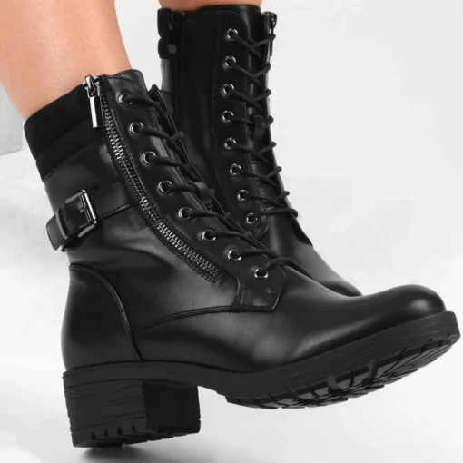Bottines Montagne NOIR Femme Motif Uni Lacets