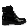 Bottines Montagne NOIR Fille Motif Vernis Lacets