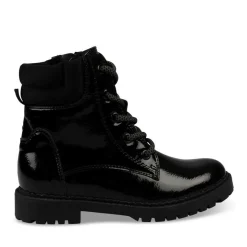 Bottines Montagne NOIR Fille Motif Vernis Lacets