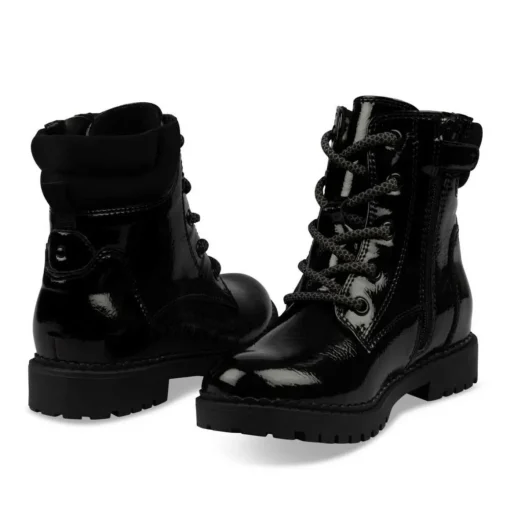 Bottines Montagne NOIR Fille Motif Vernis Lacets