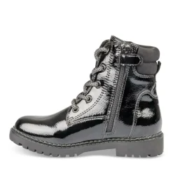 Bottines Montagne NOIR Fille Motif Vernis Lacets