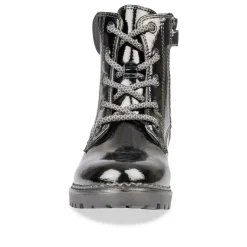 Bottines Montagne NOIR Fille Motif Vernis Lacets