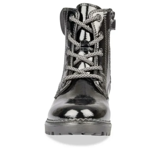 Bottines Montagne NOIR Fille Motif Vernis Lacets