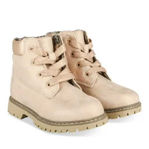 Bottines Montagne ROSE Fille Motif Iridescent Lacets