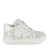 Bottines Montante BLANC Fille Motif Fleuri Lacets