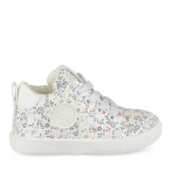 Bottines Montante BLANC Fille Motif Fleuri Lacets