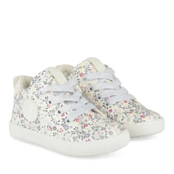 Bottines Montante BLANC Fille Motif Fleuri Lacets