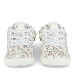 Bottines Montante BLANC Fille Motif Fleuri Lacets