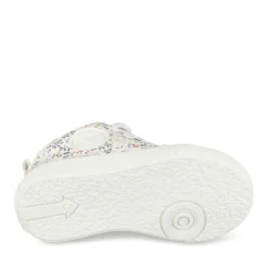 Bottines Montante BLANC Fille Motif Fleuri Lacets