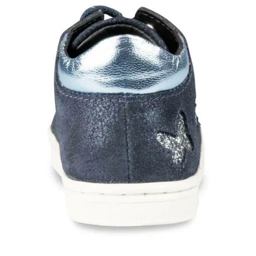 Bottines Montante BLEU Fille CUIR Motif Uni Elastique