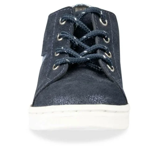 Bottines Montante BLEU Fille CUIR Motif Uni Elastique