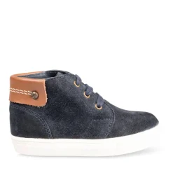 Bottines Montante BLEU Garçon CUIR Motif Uni
