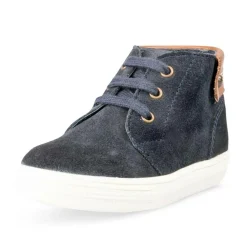 Bottines Montante BLEU Garçon CUIR Motif Uni