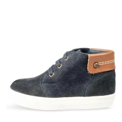 Bottines Montante BLEU Garçon CUIR Motif Uni