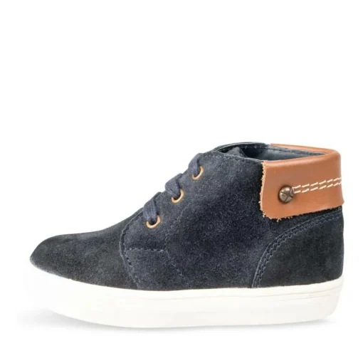 Bottines Montante BLEU Garçon CUIR Motif Uni