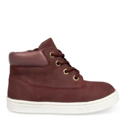Bottines Montante BORDEAUX Fille CUIR Motif Uni Lacets