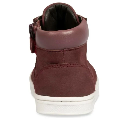 Bottines Montante BORDEAUX Fille CUIR Motif Uni Lacets