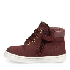 Bottines Montante BORDEAUX Fille CUIR Motif Uni Lacets
