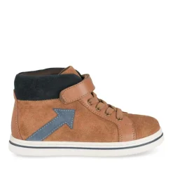 Bottines Montante COGNAC Garçon CUIR Motif Uni Scratch